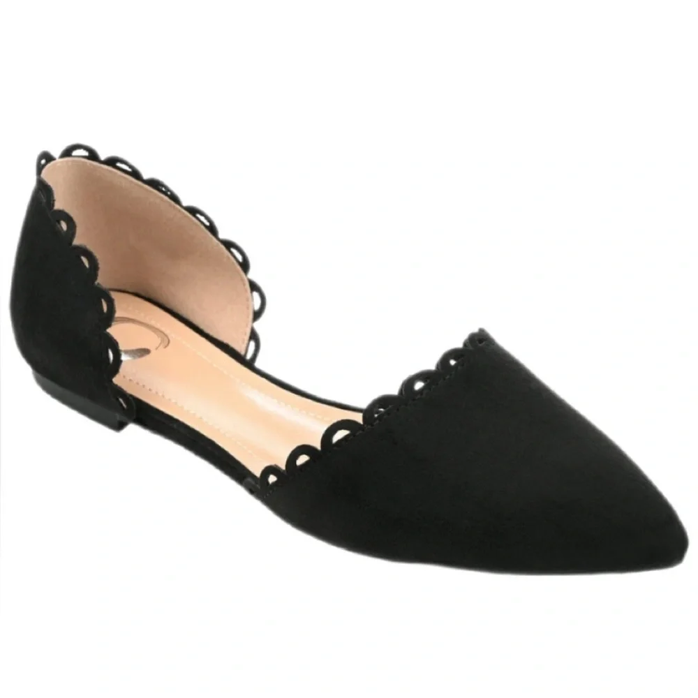 Journee Collection Jezlin Black Faux Suede D’Orsay Flats NWT